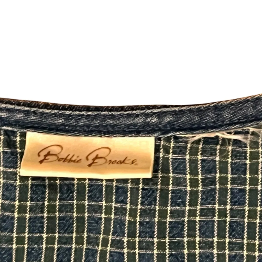 Vtg 90s Embroidered Denim Jumper Dress Sz M Maxi Button Up Modest Cottagecore Blue Size M - Image 4