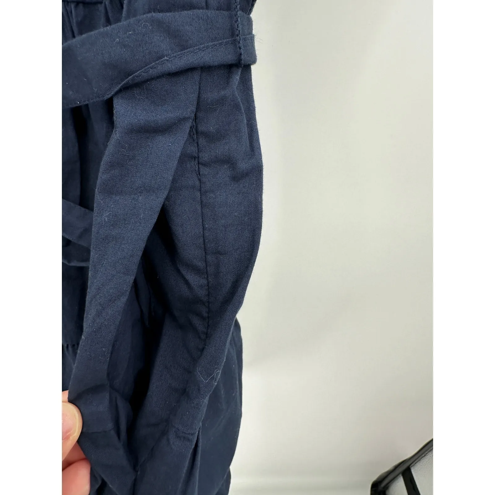 J. Crew Factory Womens Blue Faux Wrap Mini Dress Ruffles Belt V Neck Size 14 - Image 8