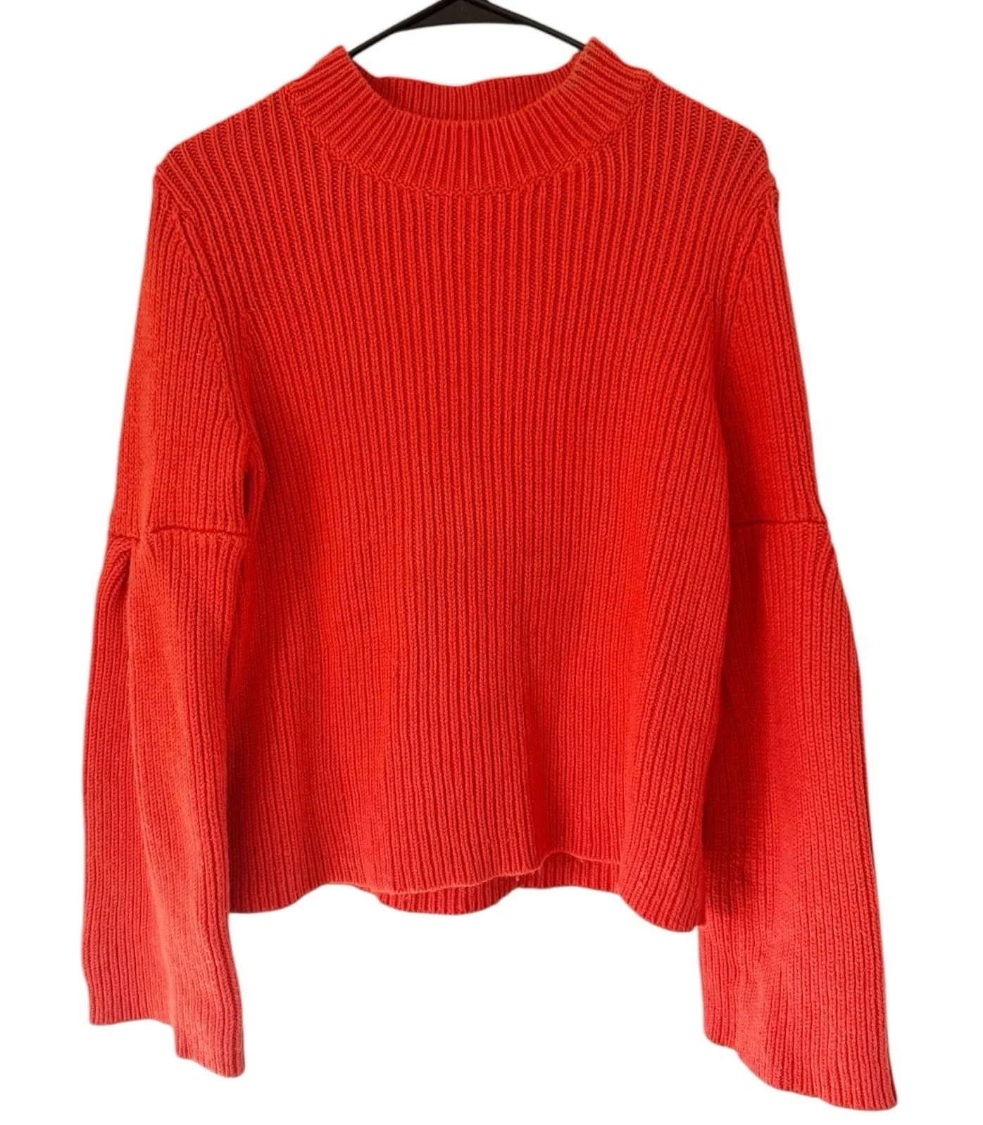 Boden Coral Ribbed Bell Sleeve Wool Alpaca Blend Crewneck Sweater Womens Small - Image 1