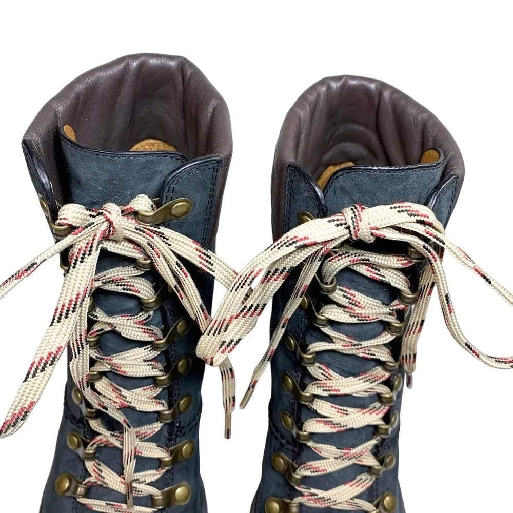 See By Chloe Eileen Lug Sole High Heel Lace Up Suede Leather Ankle Boot Black 36 - Image 6