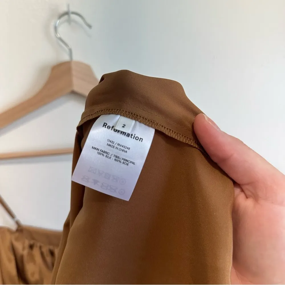 Reformation Mezcal mini dress Butterscotch size 2 100% silk! - Image 5