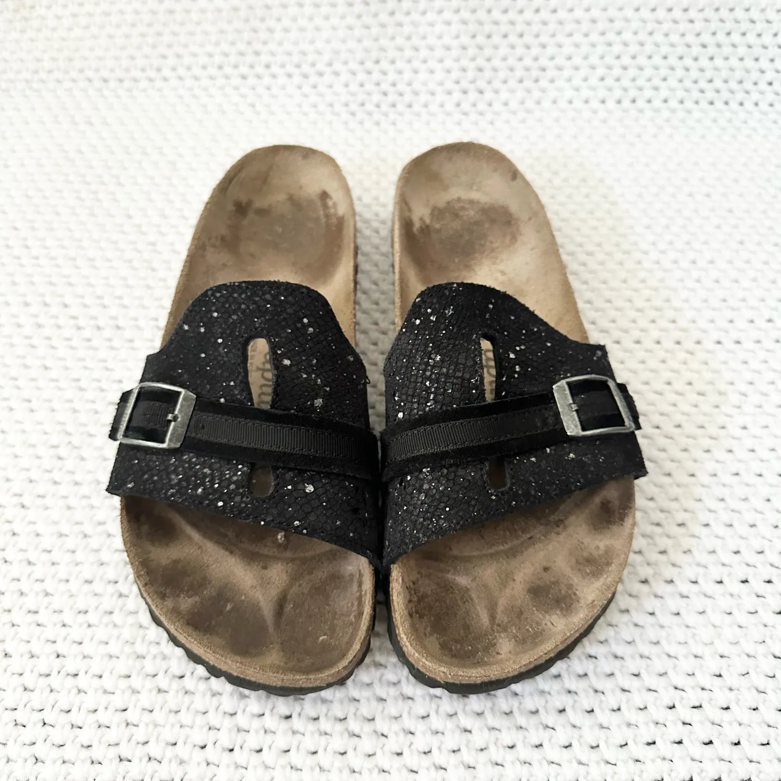 Birkenstock Papillo Carmen Black Silver Splash Speckled Slide Sandals 38 7 US - Image 3