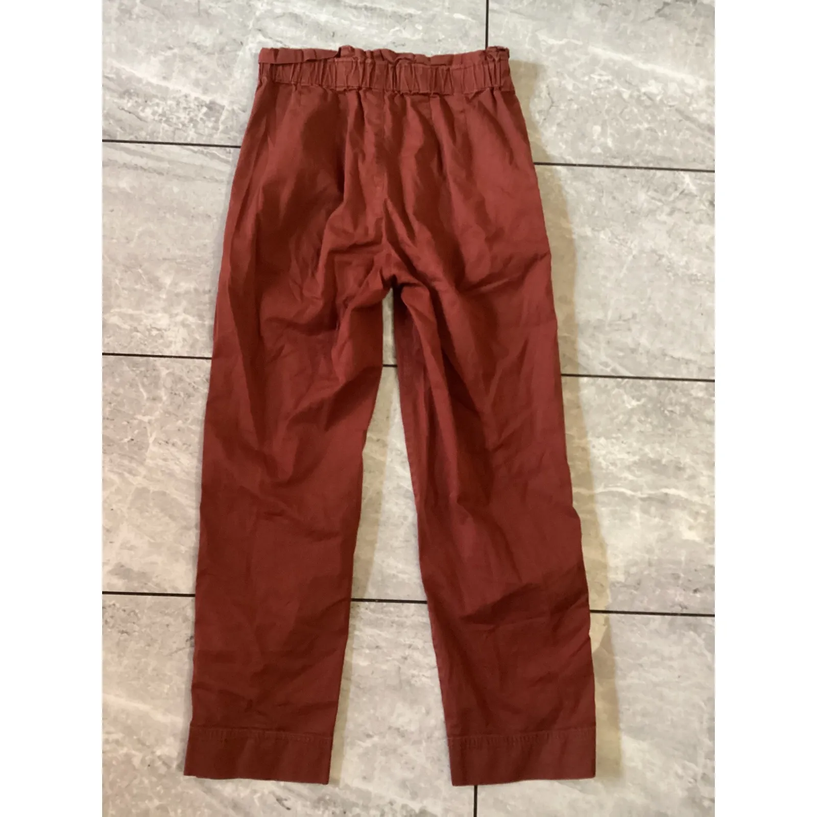 Madewell High Rise Paperbag Waist Cropped Pants Rust Red Size 2 - Image 4