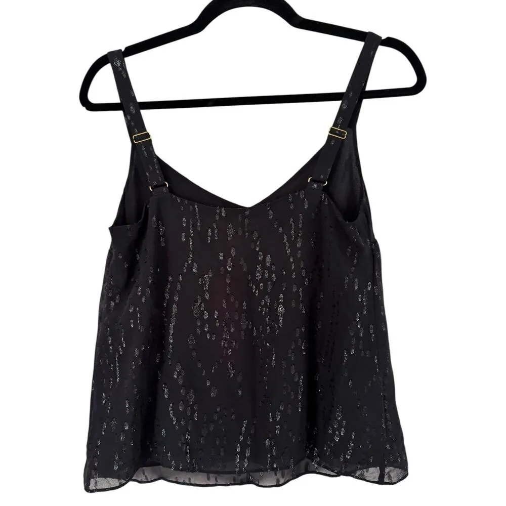 NWT Lilly Pulitzer Nadia Silk Cami Black Onyx Fish Clip Sparkle Tank Top Sz XS - Image 2