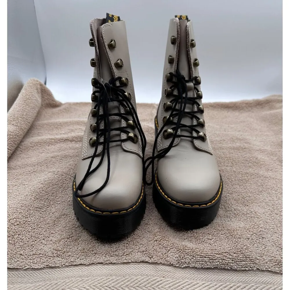 Dr. Martens Women's Sz 6  Leona Y2K Leather Yellow Stitched Heeled Boot Fashion - Image 4