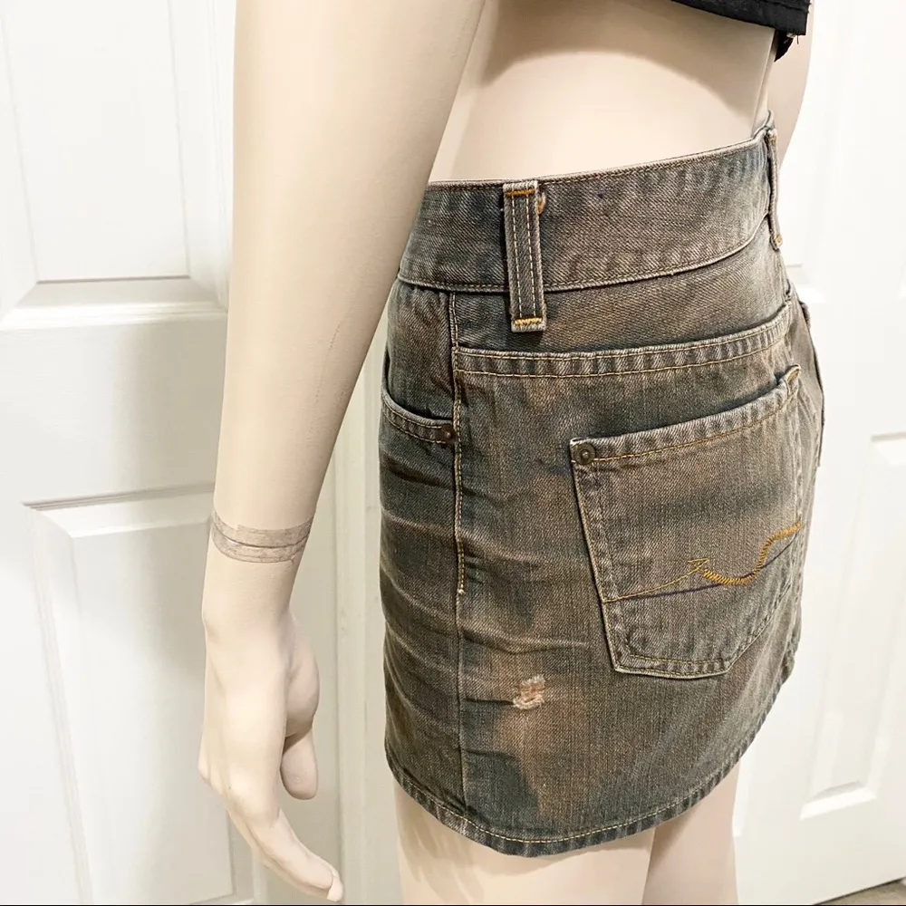 7 For All Mankind Acid Washed Denim Skirt 26 - Image 2