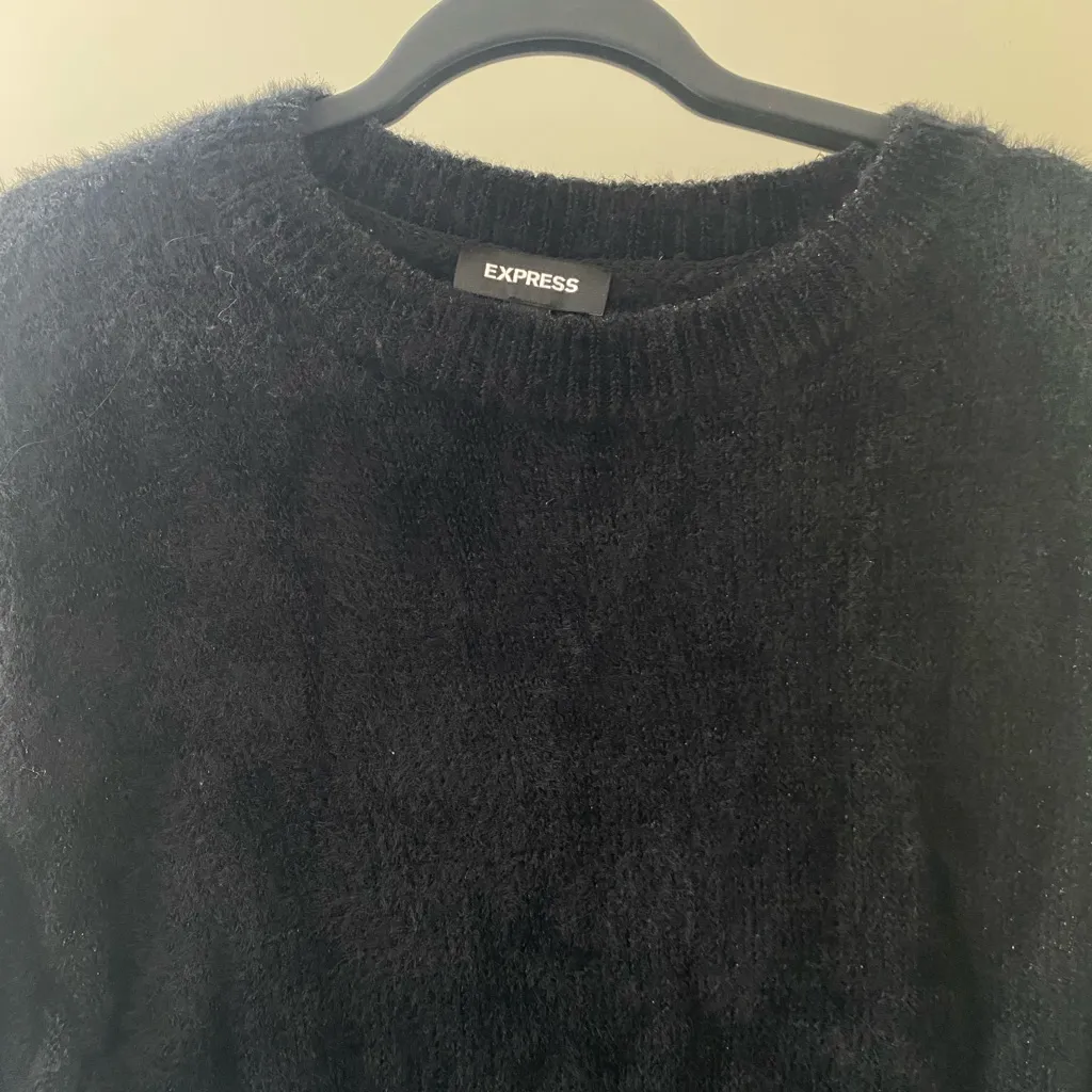 Express - Fuzzy Knit Crewneck Sweater in Black - Size S - Image 3