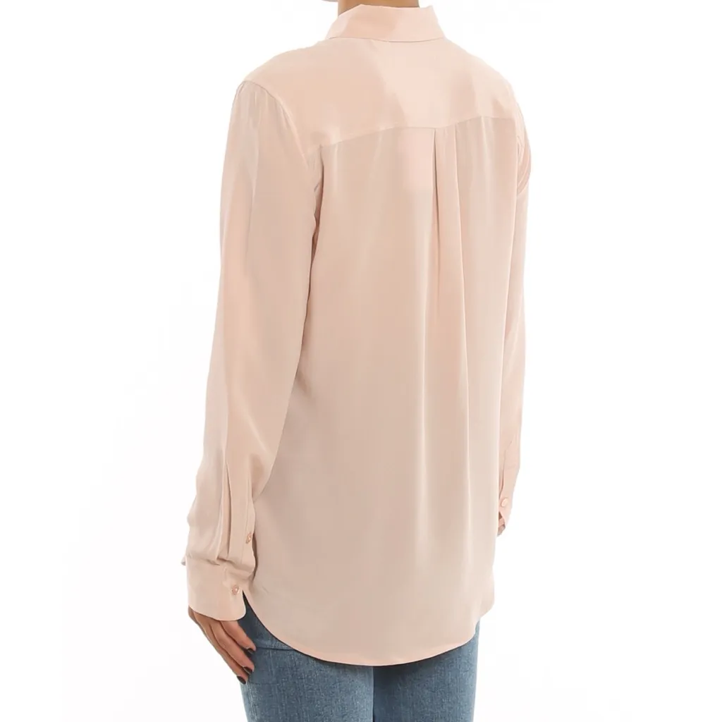 Equipment Femme Long Sleeve Silk Crepe Button Down Shirt In Smoke Rose - Image 3