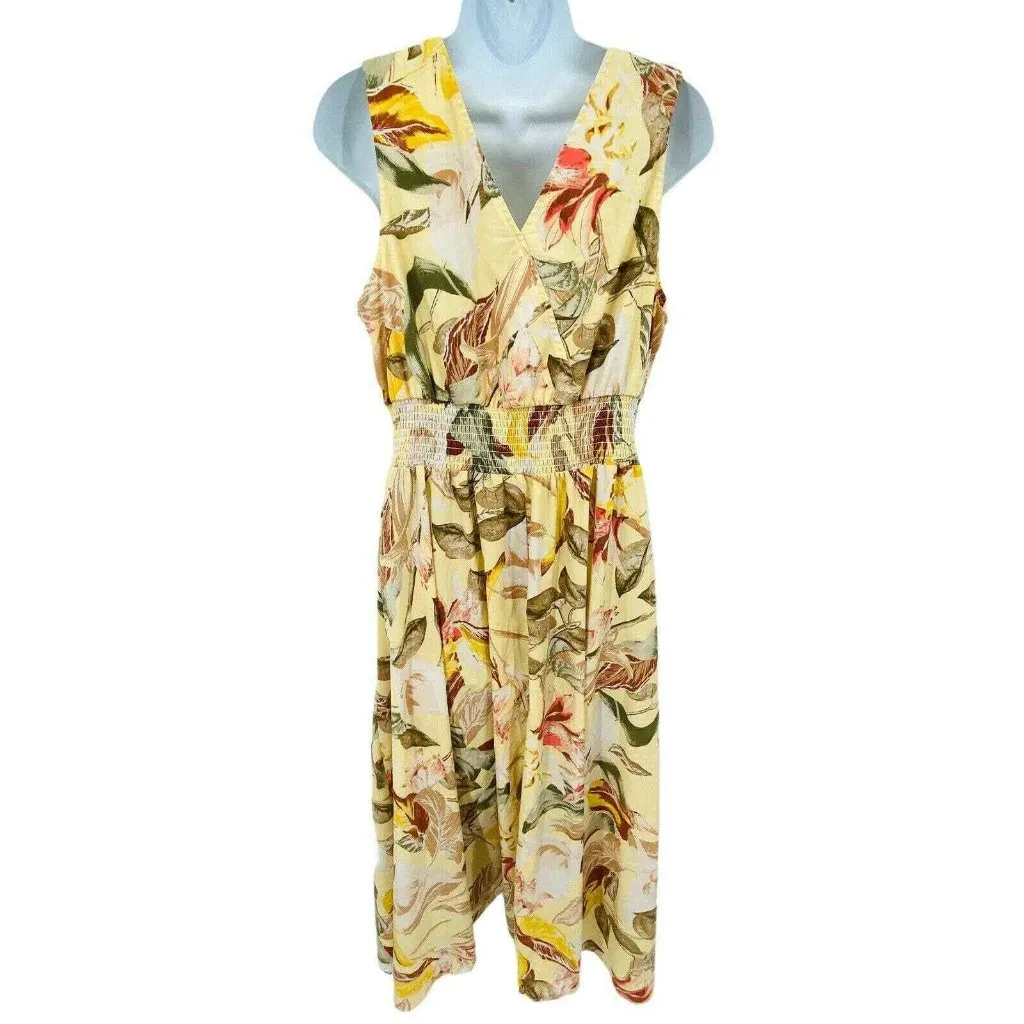 Chadwicks‎ of Boston Midi Dress Womens Petite Large Yellow Floral Vintage - Image 2