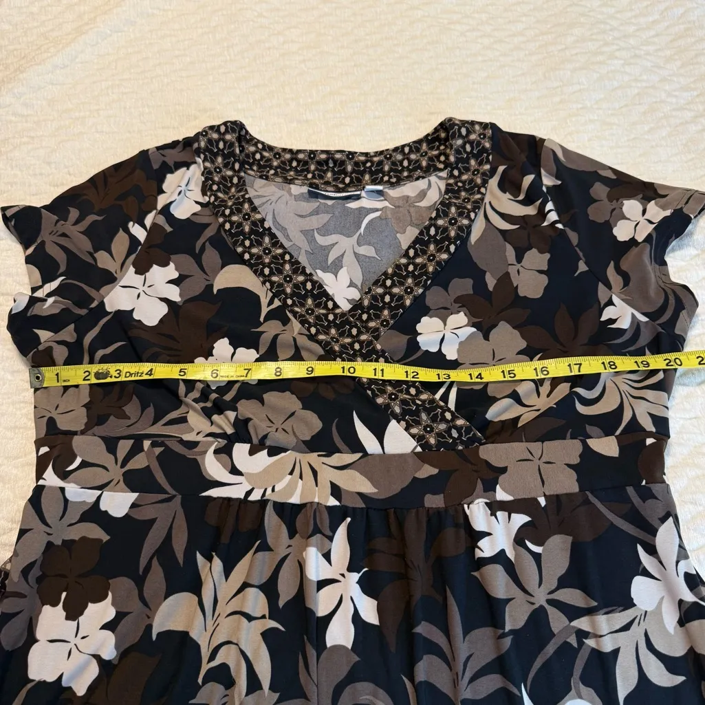 Croft & Barrow Floral Maxi Long Dress Faux Wrap Style Size XL Belted Office - Image 11