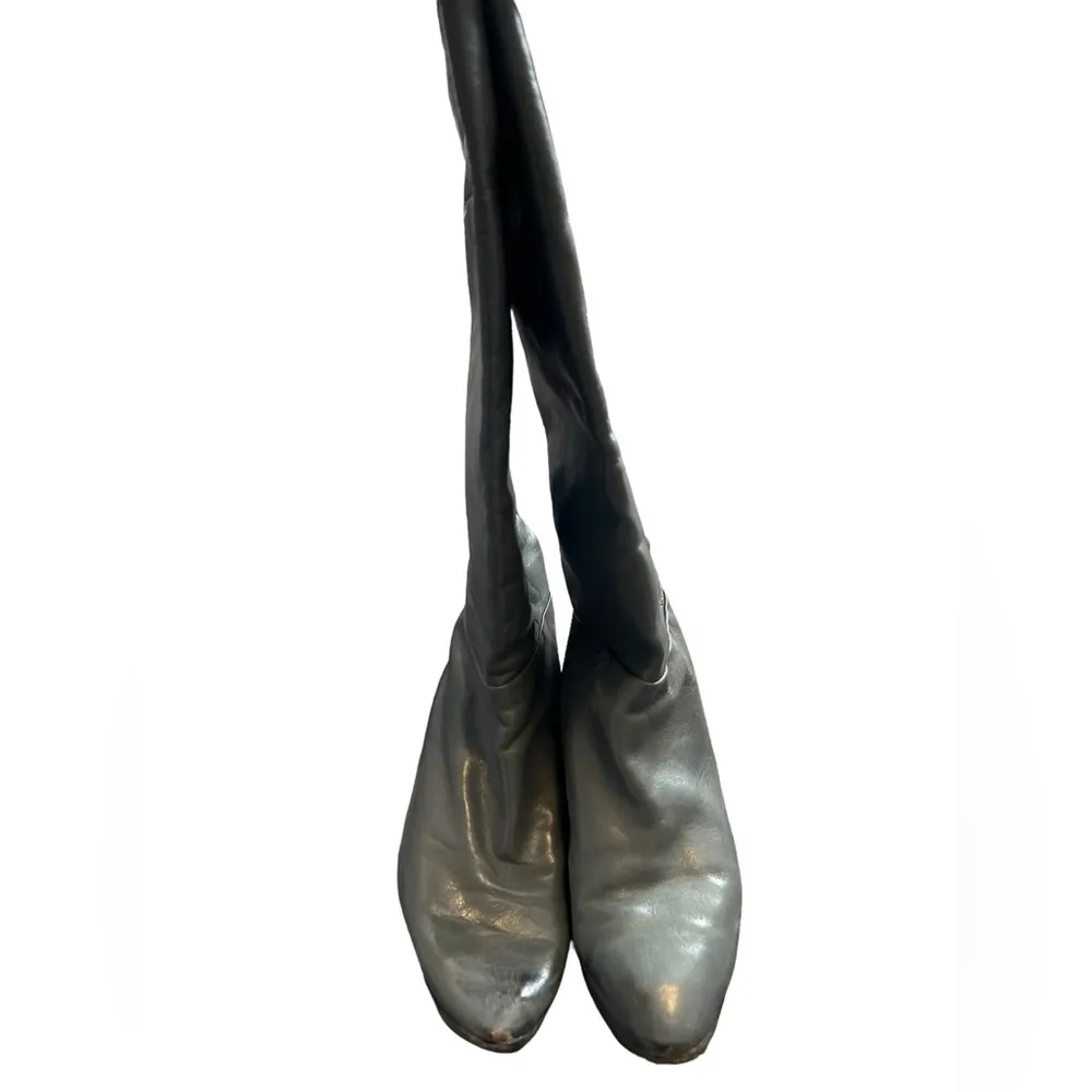 Hana Mackler Vintage Gray Leather Knee High Boots size 8 - Image 3