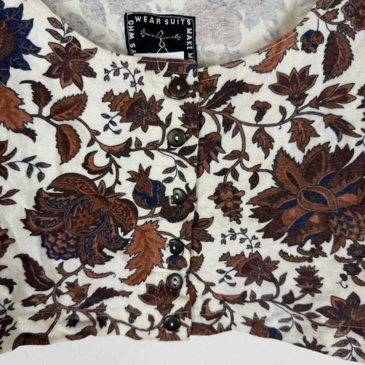 Vintage Floral print pants and crop top matching set - Image 3