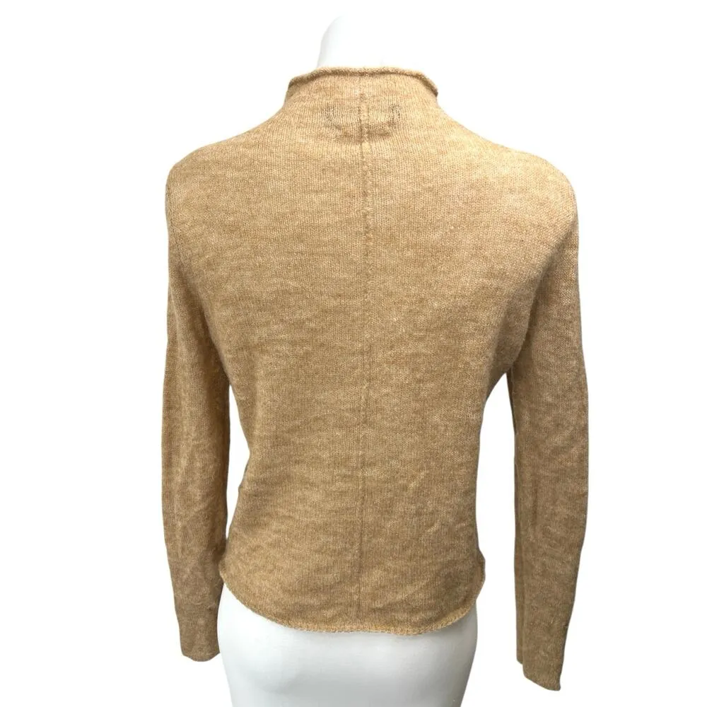MNG Brown Wool Blend Knit Mock Neck Long Sleeve Pullover Sweater Top Size M - Image 2
