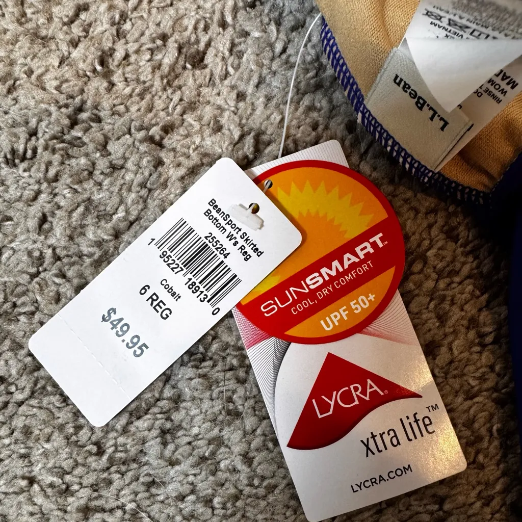 L.L.Bean SunSmart Skirted Swim Bottom UPF 50+ Cobalt Blue Size 6 Resort Beach - Image 5