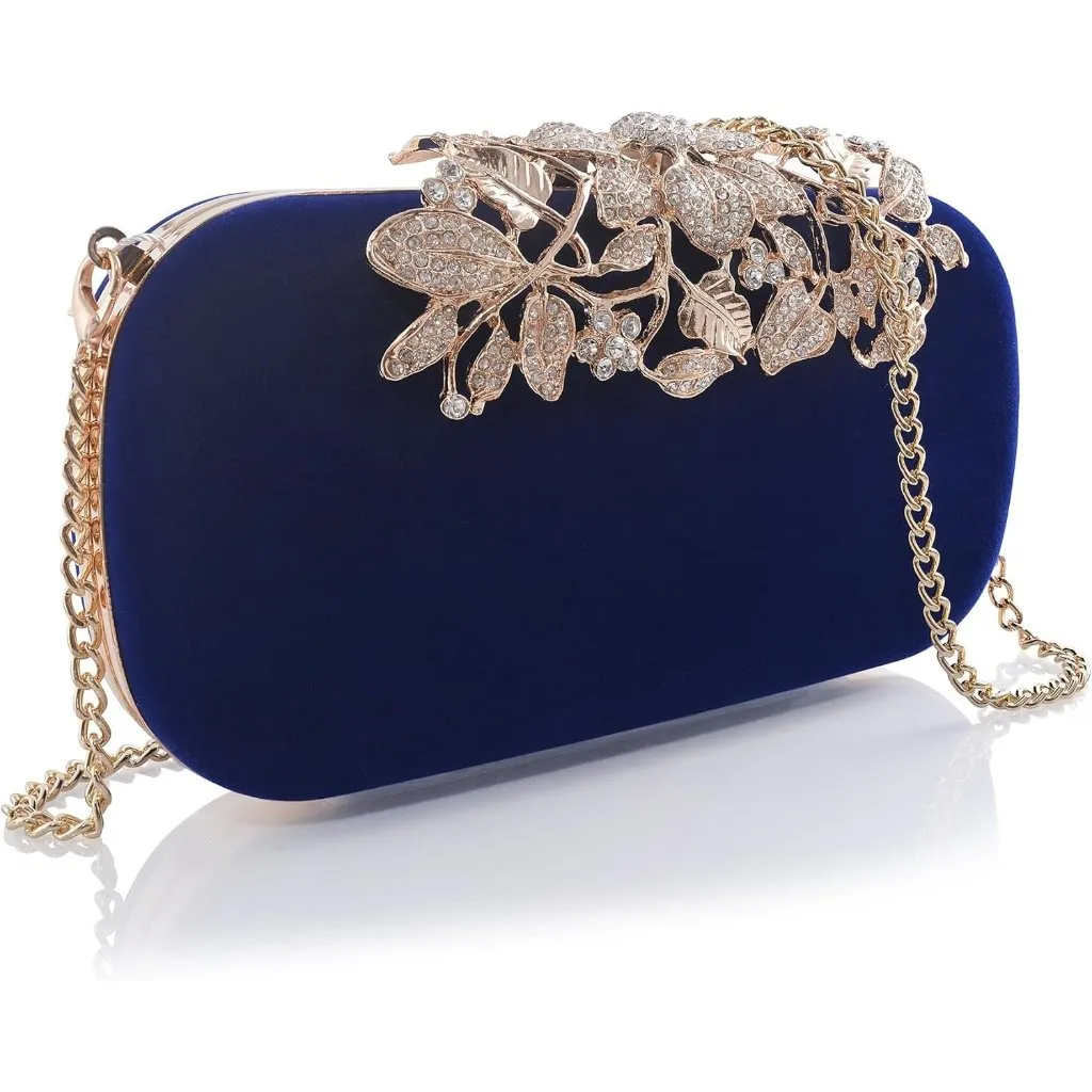 ⚡ Women's Blue Crystal Rhinestone Evening Formal Party Clutch Bag - Image 2