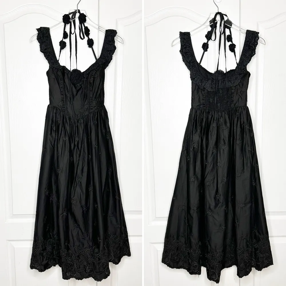 NWT For Love & Lemons Lindsey Corset Midi Dress Size XS in Black - Image 6