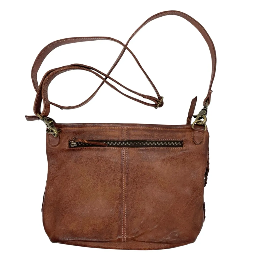 Amsterdam Heritage Brown Leather Woven Crossbody Shoulder Bag Southwestern - Image 6