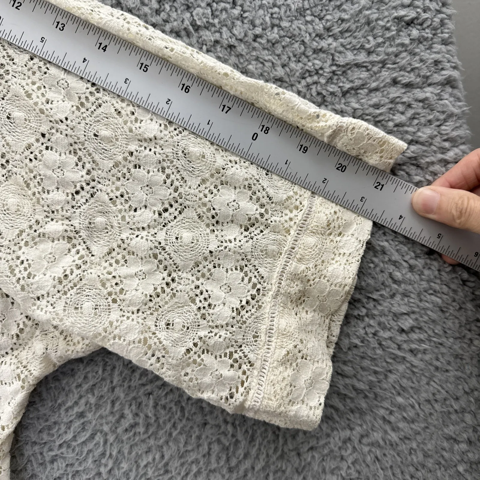 American Eagle Crochet Fringe Kimono Ivory Boho Festival Cover Up Women's XS - Image 7