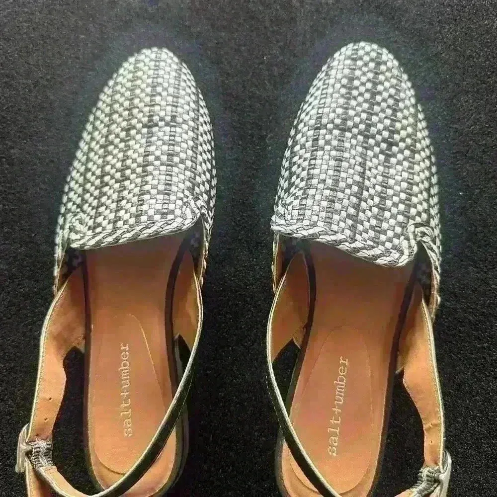 Salt + Umber Women's Slip-On Woven Flats - Stylish Black and White Design - Image 2