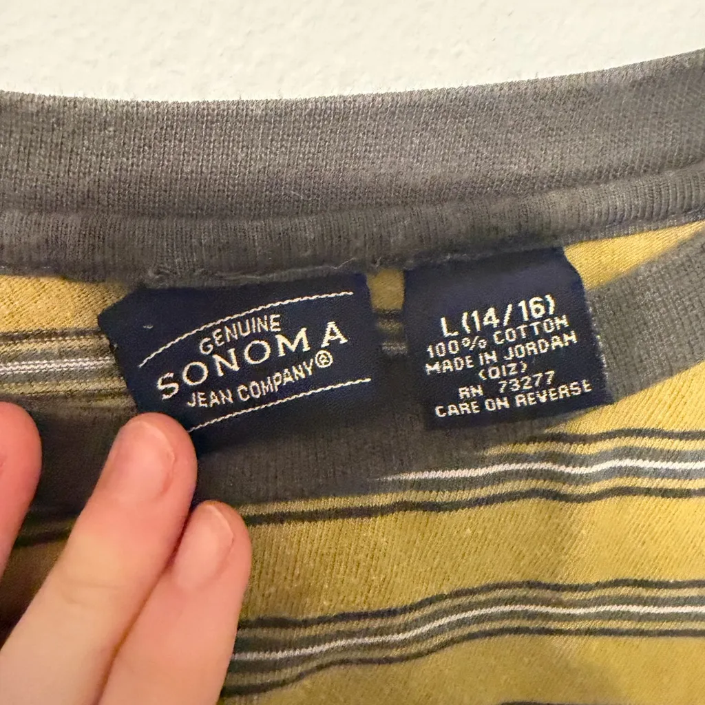 Sonoma  Yellow and Gray Striped Top - Image 2