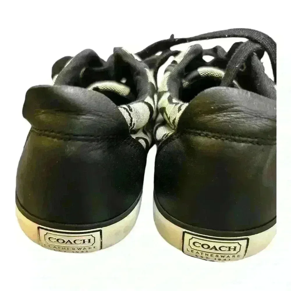 COACH Barrett II Monogram Signature C Black Gray Sneaker Size 7.5W Grey low top - Image 9