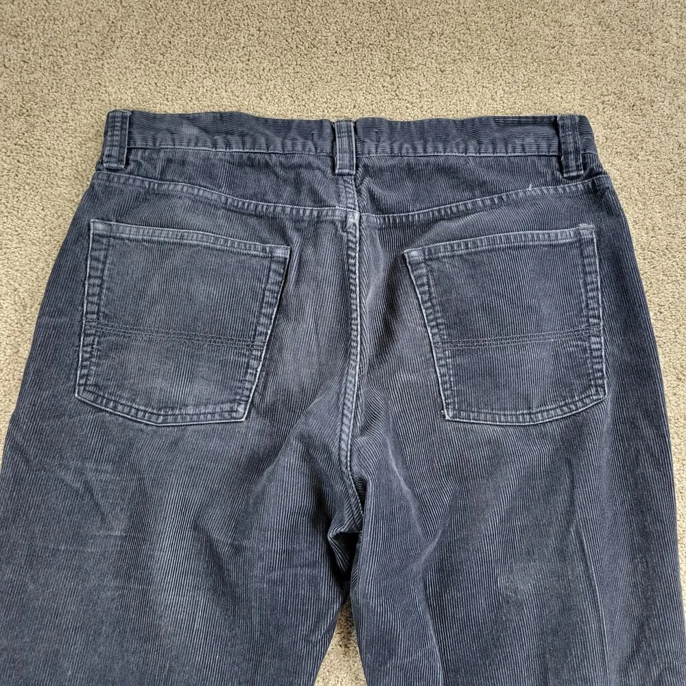 LL Bean Corduroy Pants 33/29 Blue Wide Straight Leg Casual Fall Winter - Image 3