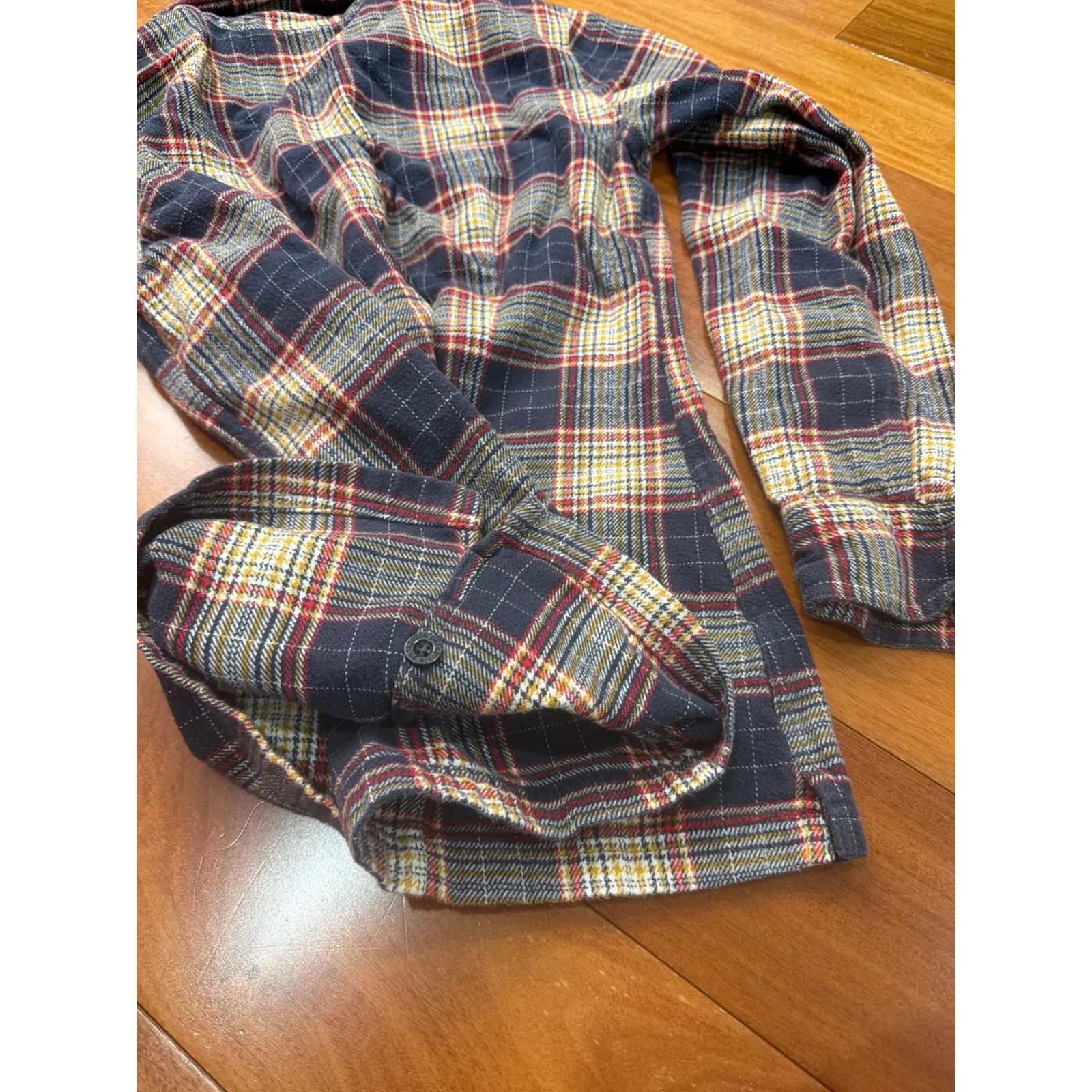 Patagonia Womens Organic Cotton Plaid Flannel Tunic Shirt Blue Red Yellow 4 - Image 7