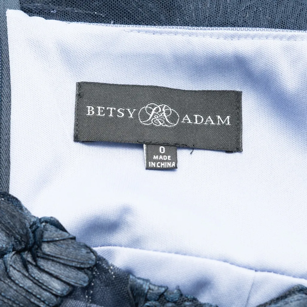 Betsy & Adam - Flower Embroidered Cap Sleeve Gown - Image 4