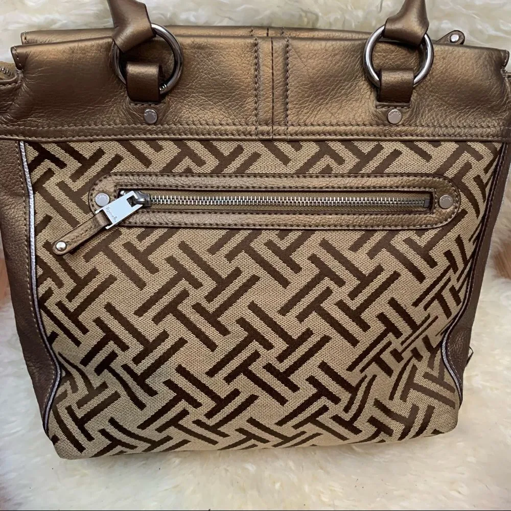 Tignanello logo handbag bronze leather accents Brown - Image 2