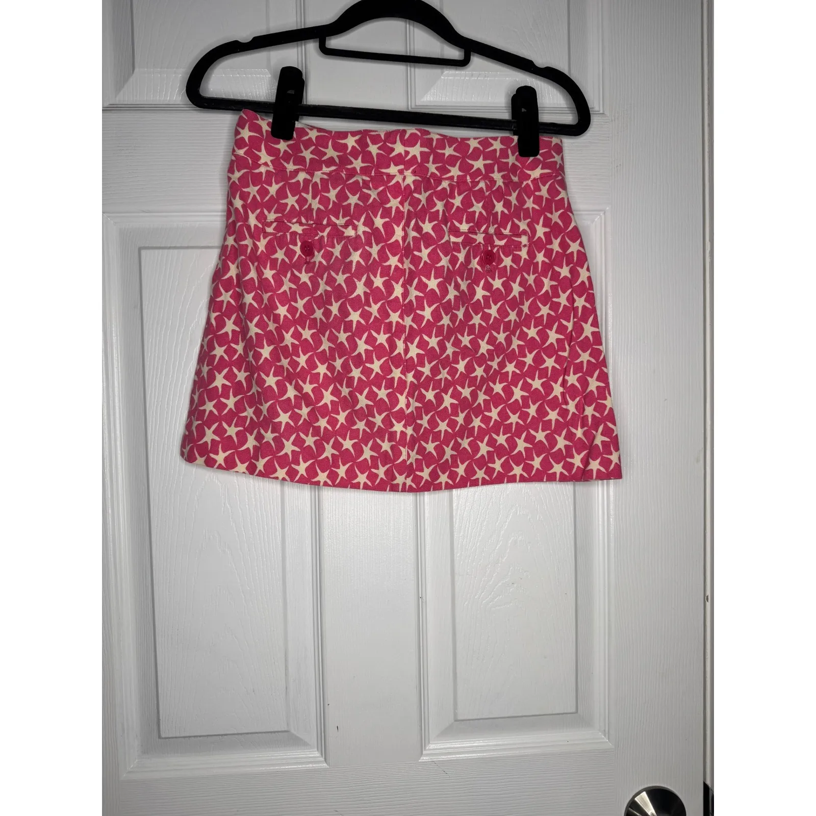 J. CREW Starfish Miniskirt Pink White Size 2 100% Cotton Beachy Vacation - Image 2