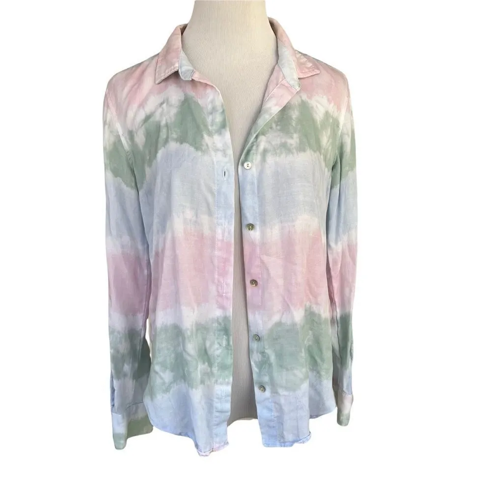 Bella Dahl  Oversized Pastel Tie Dye Lyocel Button Down XS - Image 2