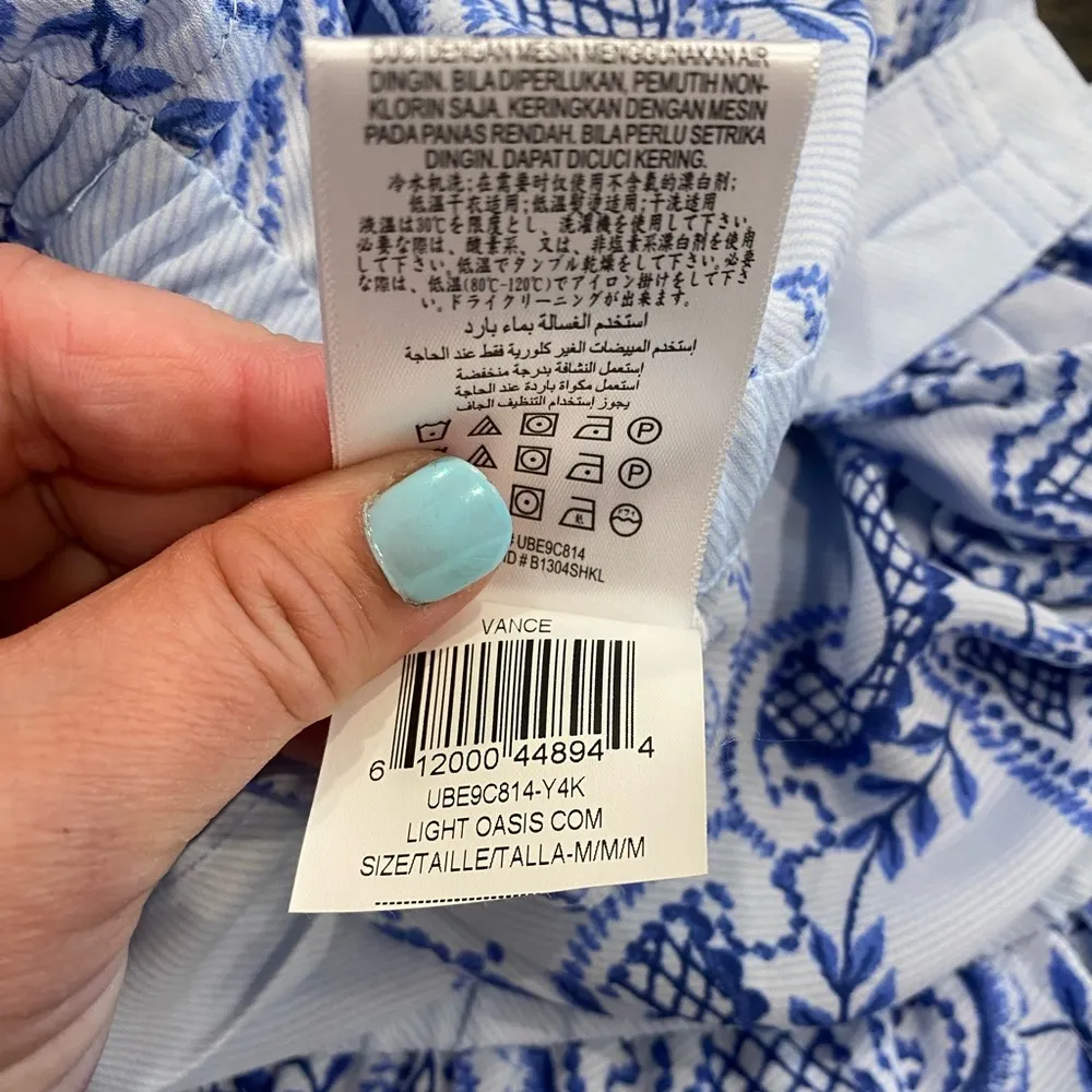 BCBGMaxAzria V-Neck Floral Scarf Print Vance Tie Waist Romper - Light Oasis Blue - Image 12