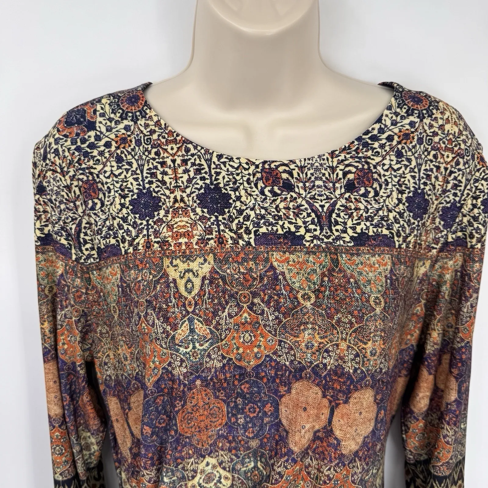 NorthStyle Moroccan Dress Womens 14 Polyester Ethnic Print Tie Waist Lined Purple - Image 2