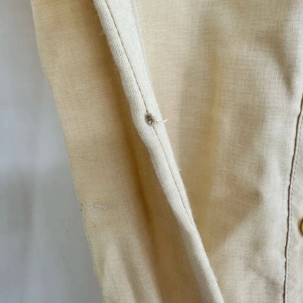 Leslie Fay 50’s Vintage Cream Floral Lace Trim High Neck Collared Dress - Image 9