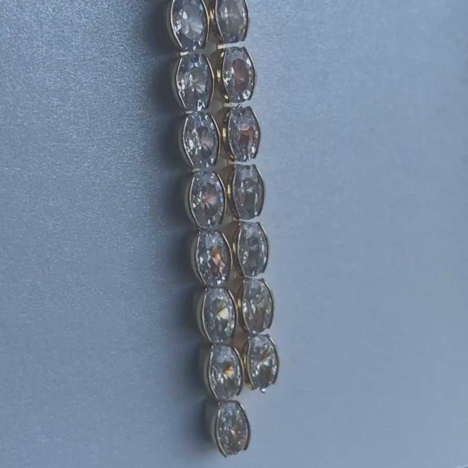 NWT BaubleBar Diamond Crystal Strand Gold Dangle Earrings - Image 3