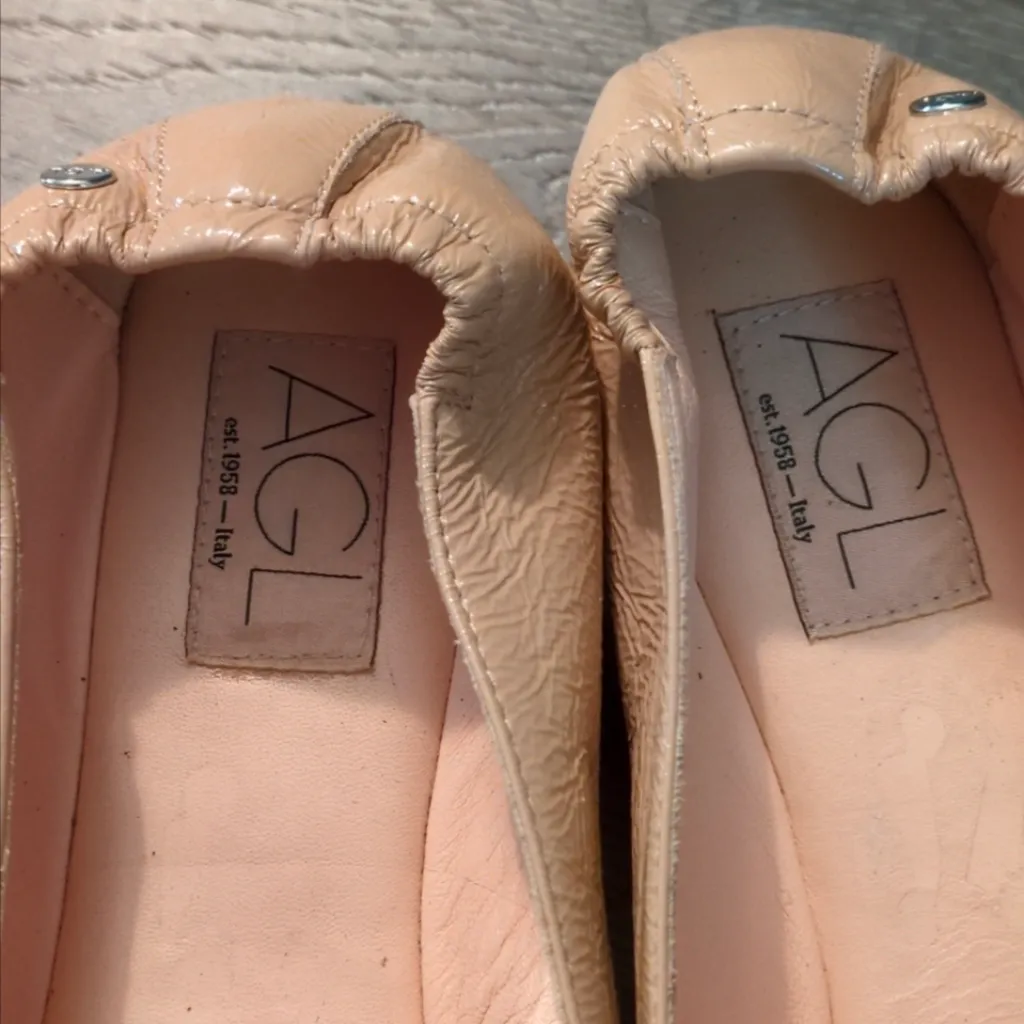 Agl Made In Italy Micro Pointed Toe Loafer On Nude Glammy Size 41 Tan - Image 10