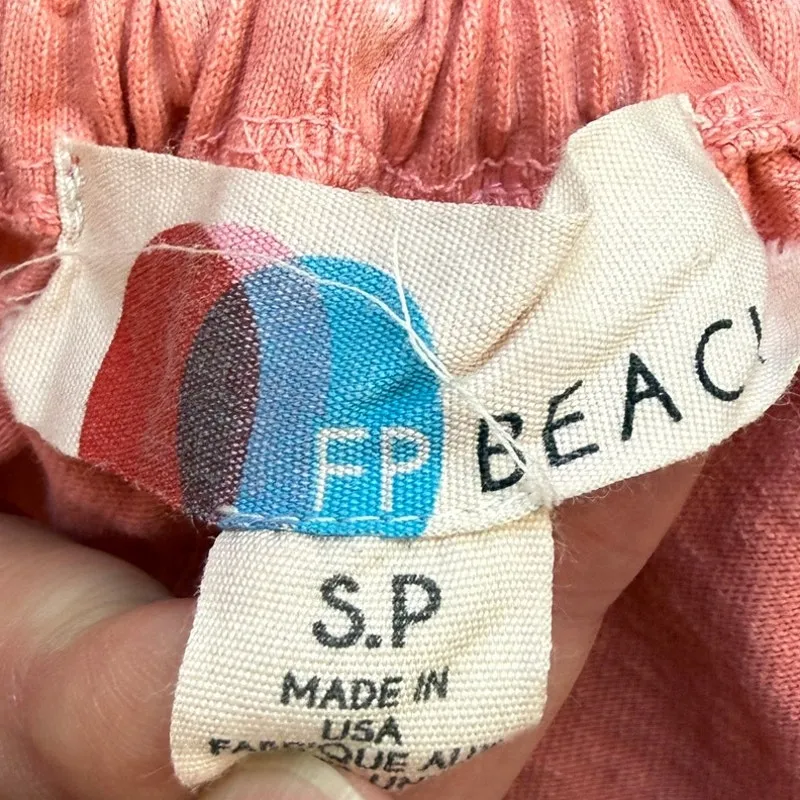 Free People Beach Sz S Sorrento Midi Cutout Tie Dress Pink 100% Cotton Natural - Image 10