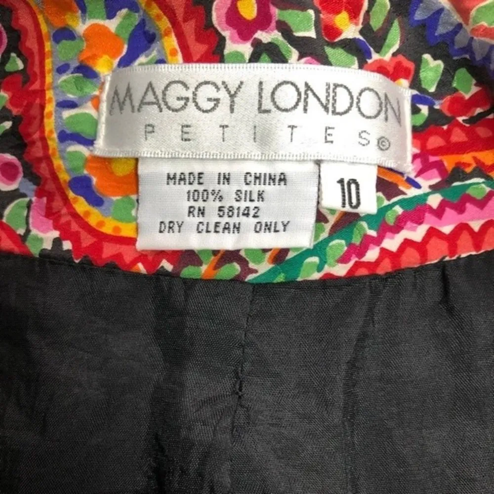 Maggy London Petites Vintage Silk Paisley Print Colorful Buttoned Jacket - Image 8