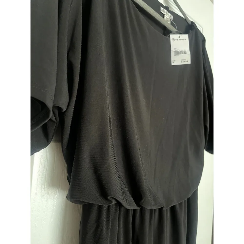 NWT Versona - Black Maroon striped 3/4 sleeve stretch shift dress, L - Image 4