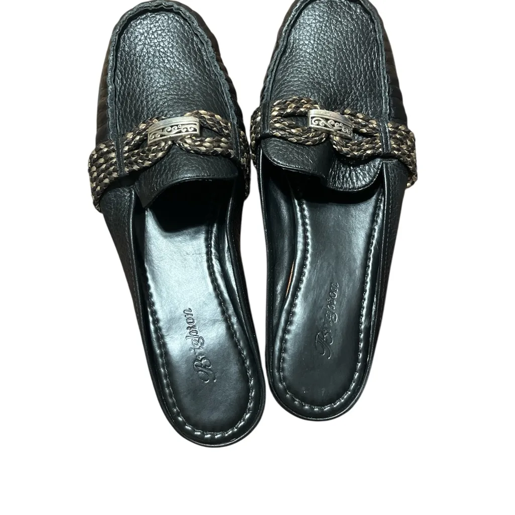 Brighton Black Leather Mules with Silver Accents - Image 3