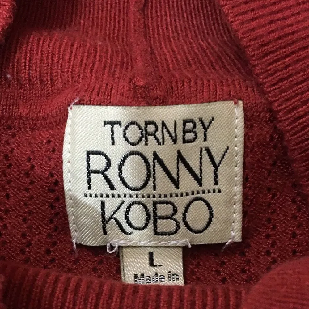 Torn by Ronny Kobo Knit Peplum Top - Rust - Large - Image 10