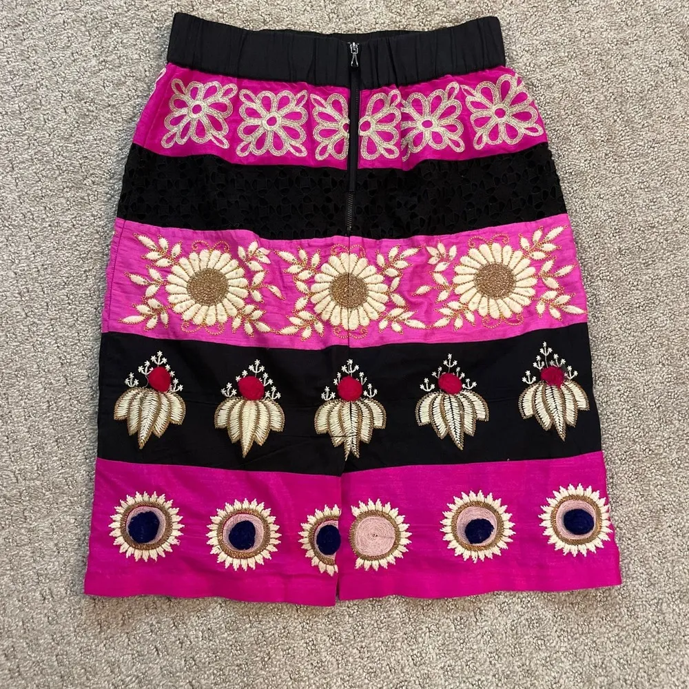 Anthropologie Leifsdottir Catrina Embroidered Pom Pom Skirt - Image 5