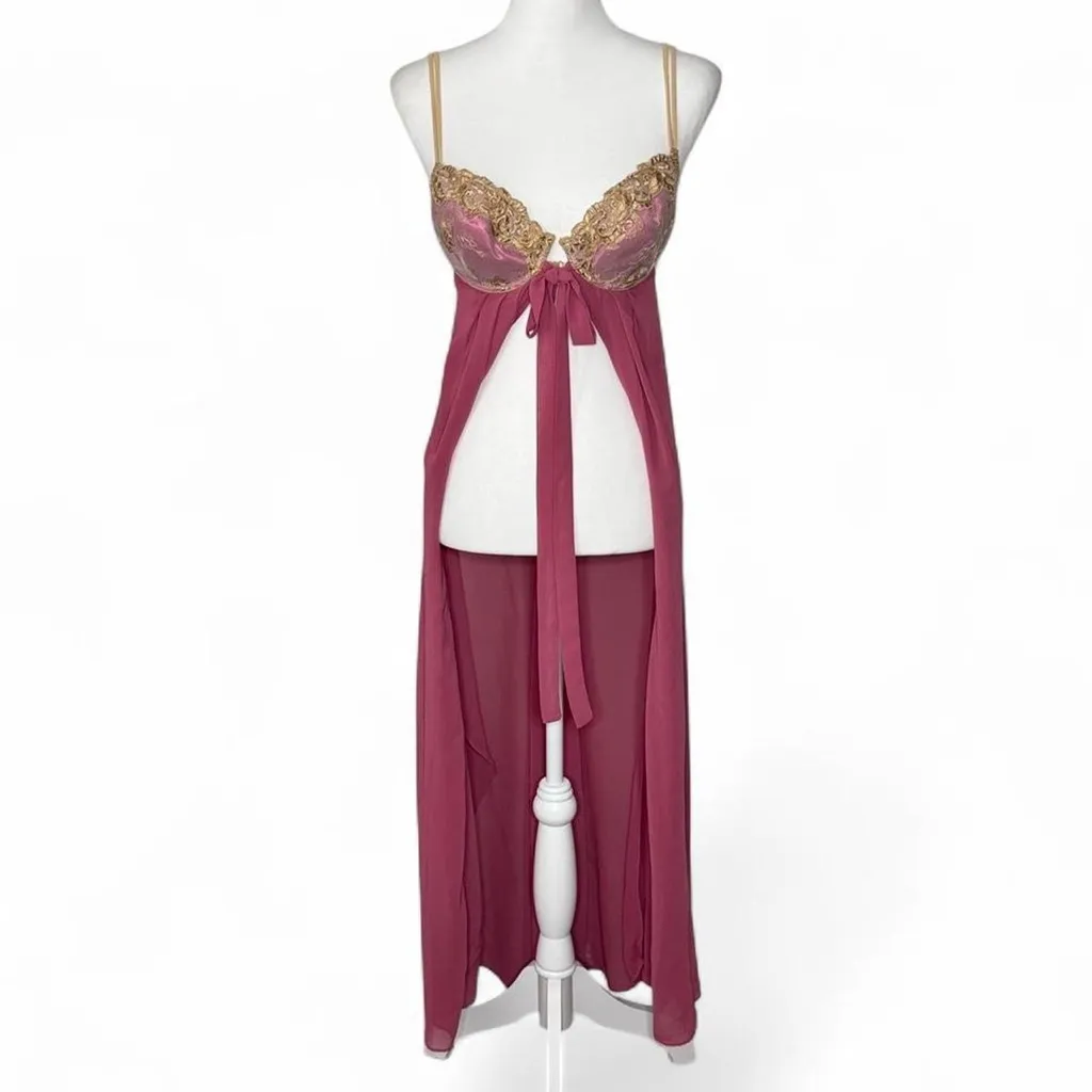 Vintage Victoria’s Secret Golden Blush Maxi Slip Dress - Image 4