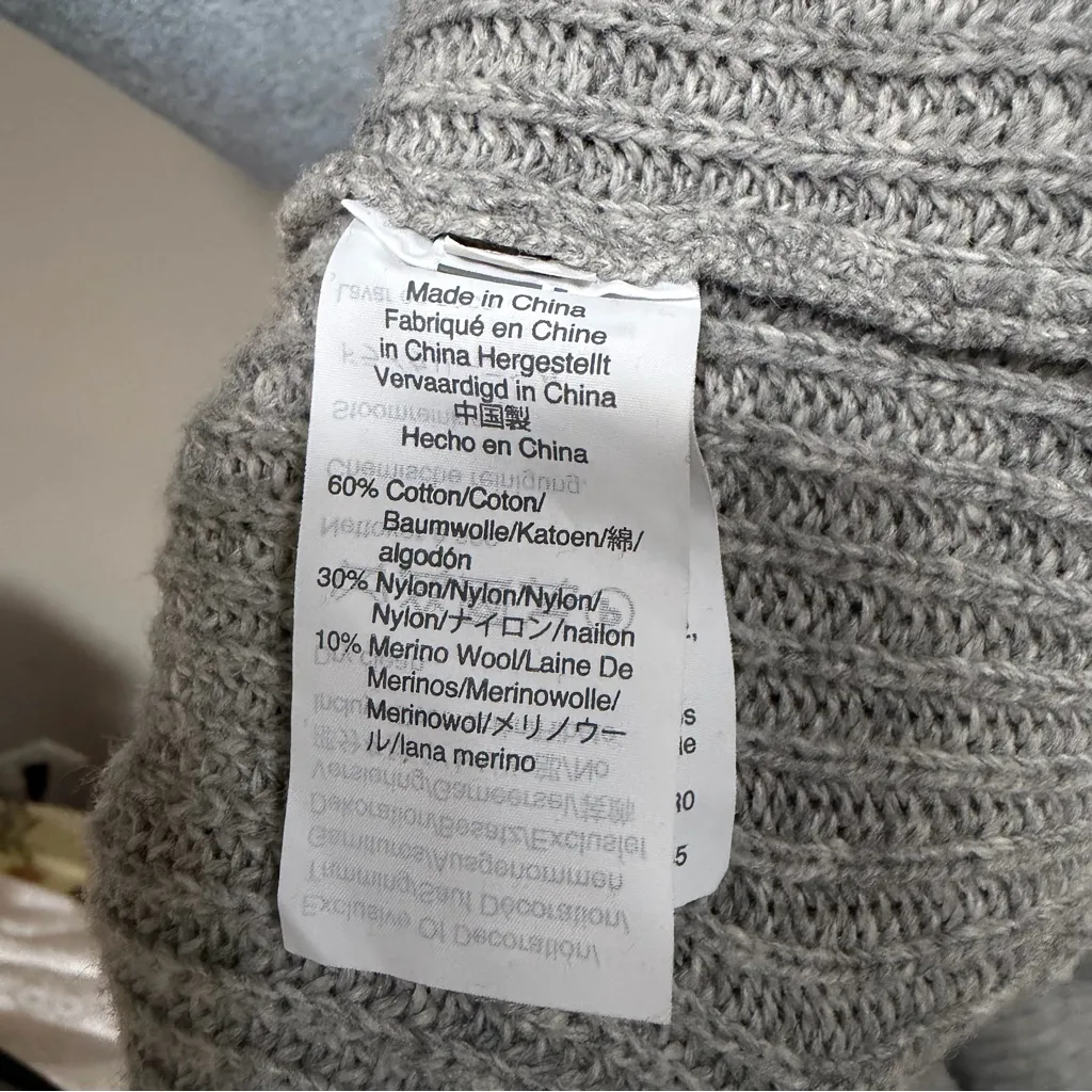 J.CREW MERCANTILE Wool Blend Sweater Dress Grey Black Bow Med Long Sleeve Cotton - Image 6