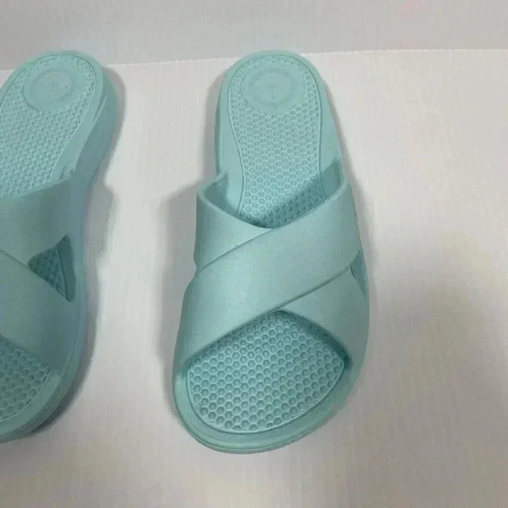 Totes Everywear Turquoise Cushioning Comfort Slip On Beach Sandals Size US 7‎ Blue - Image 4