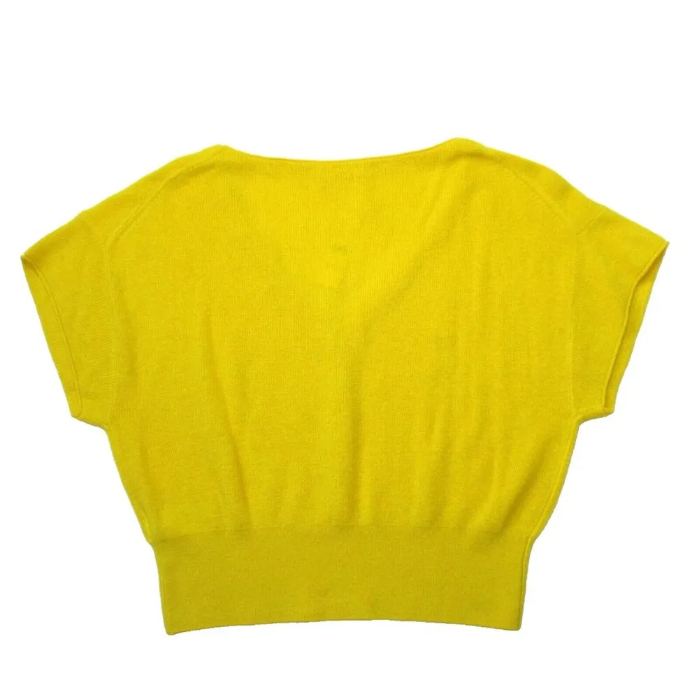 NWT J.Crew Featherweight Cashmere V-neck T-shirt in Bright Sun Yellow Sweater M - Image 4
