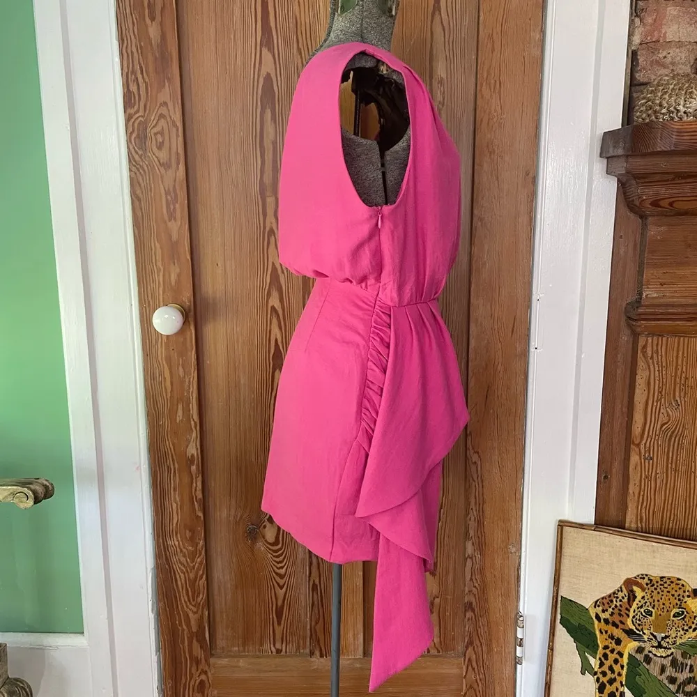 NWT Showpo Niana Mini Drape One Shoulder Dress in Pink - Image 6