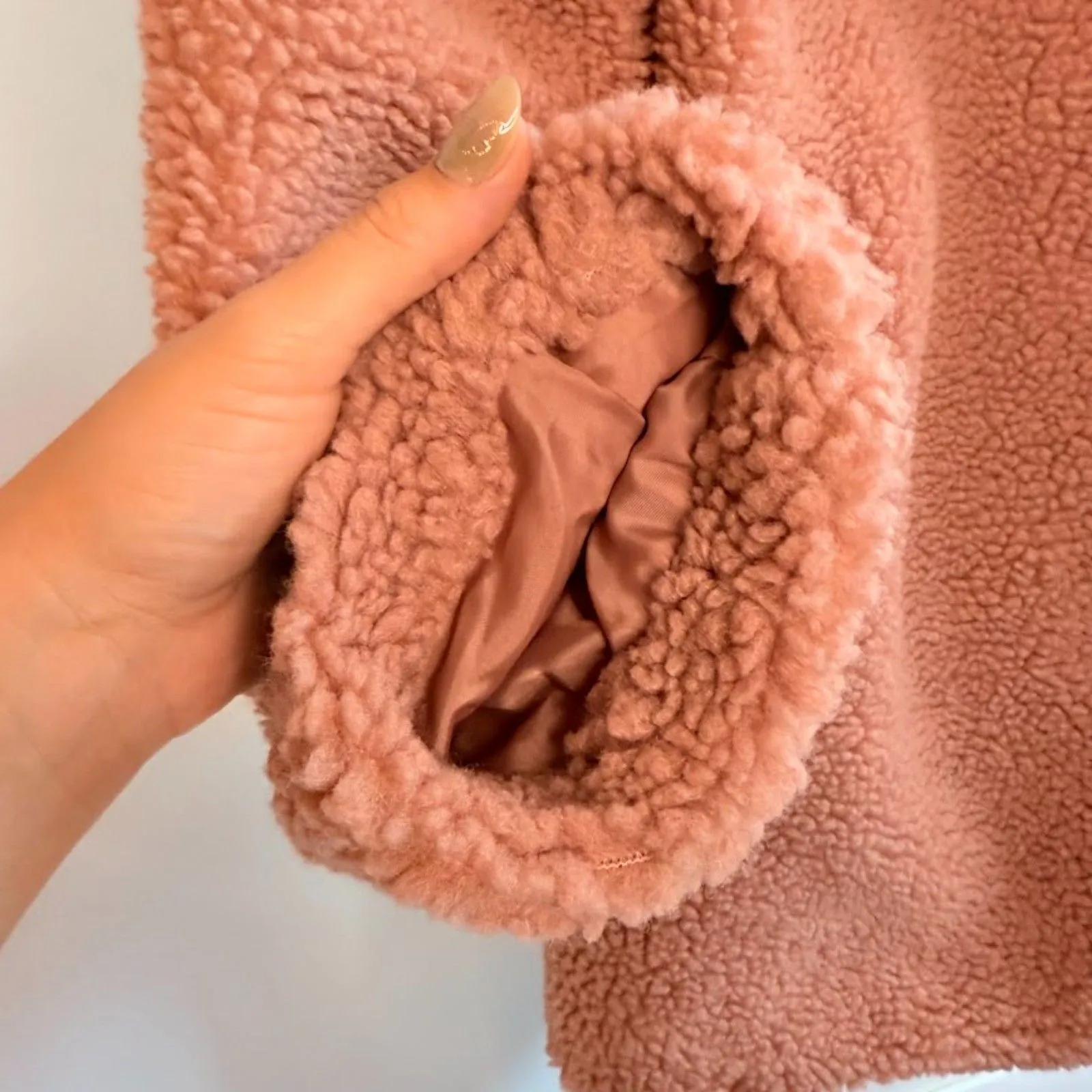 Sage the Label Sherpa Teddy Swing Coat in Blush Pink size Medium - Image 7