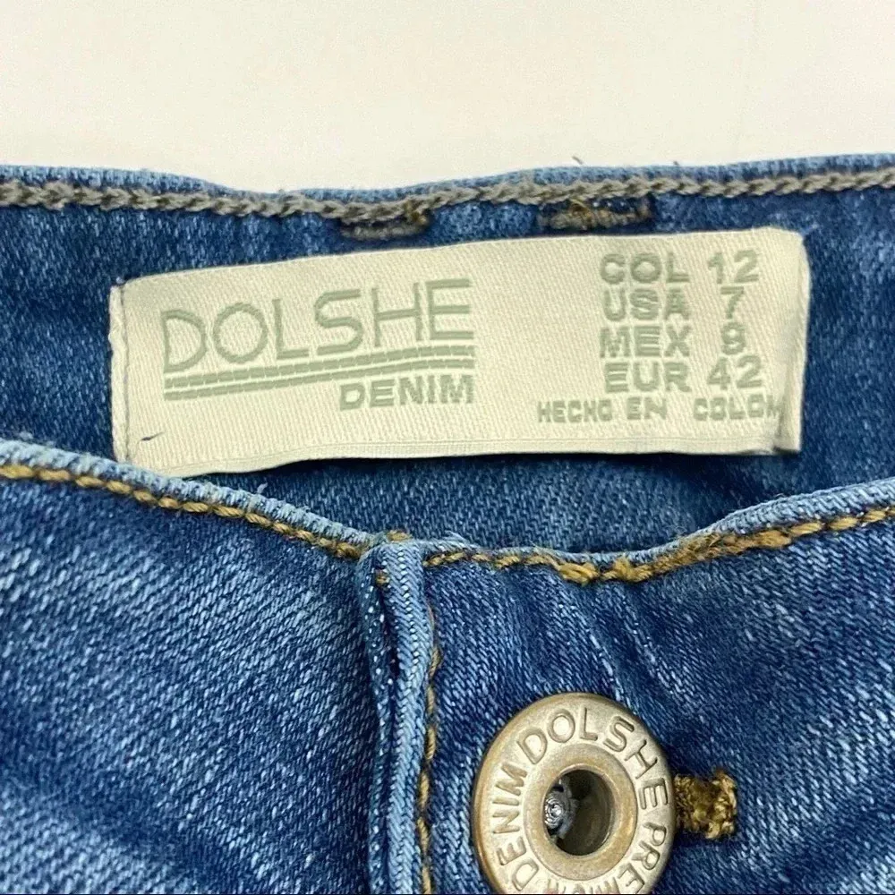 Colombian Jeans High Waisted Button fly Skinny Stretch Denim Women’s Size 7 Blue - Image 5