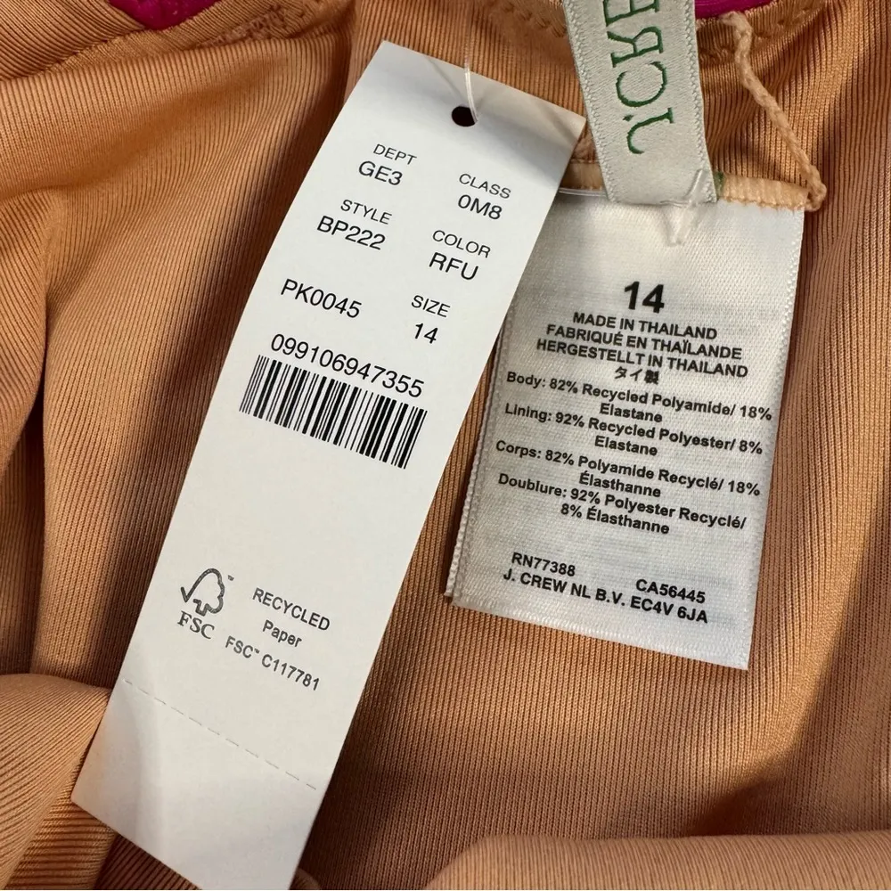 NWT J Crew Ruched Ruffle One Piece Swimsuit Pink Size 14 Preppy V Neck Barbie - Image 3